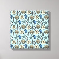 Pretty Blue Shell Starfish Sea Pattern