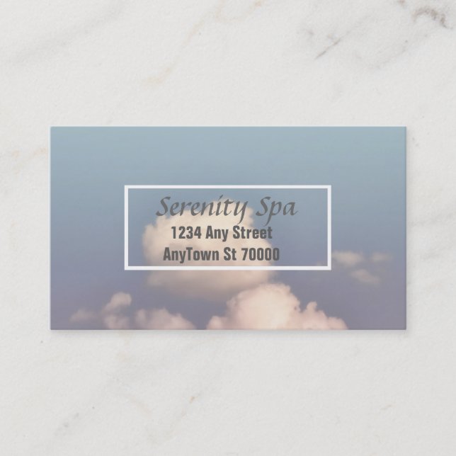 pretty blue sky spa business card custom (Front)