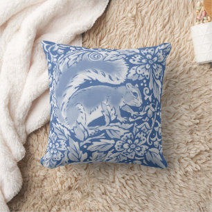 Pretty Blue Squirrel Forest Floral Nature Animal Cushion