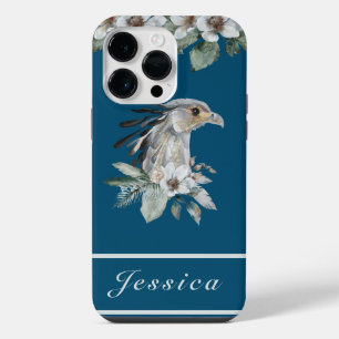 Pretty Blue Tropical Bird Floral Bouquet iPhone 14 Pro Max Case