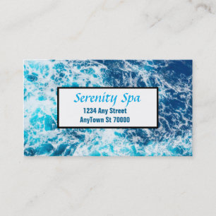 pretty blue water spa business card custom