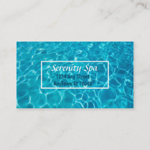 pretty blue water spa business card custom