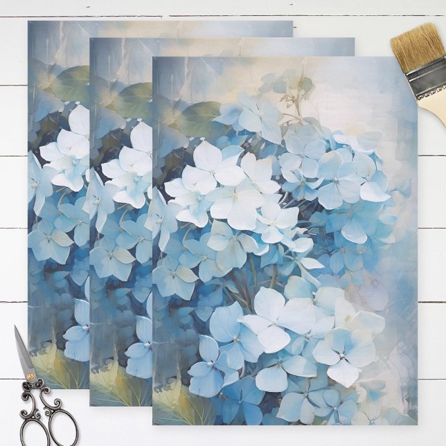 Pretty Blue Watercolor Hydrangea Decoupage Tissue Paper (Creator Uploaded)