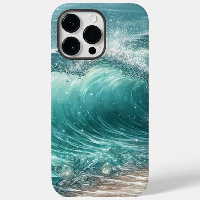 Pretty Blue Wave with Sparkles Case-Mate iPhone Case (Back)