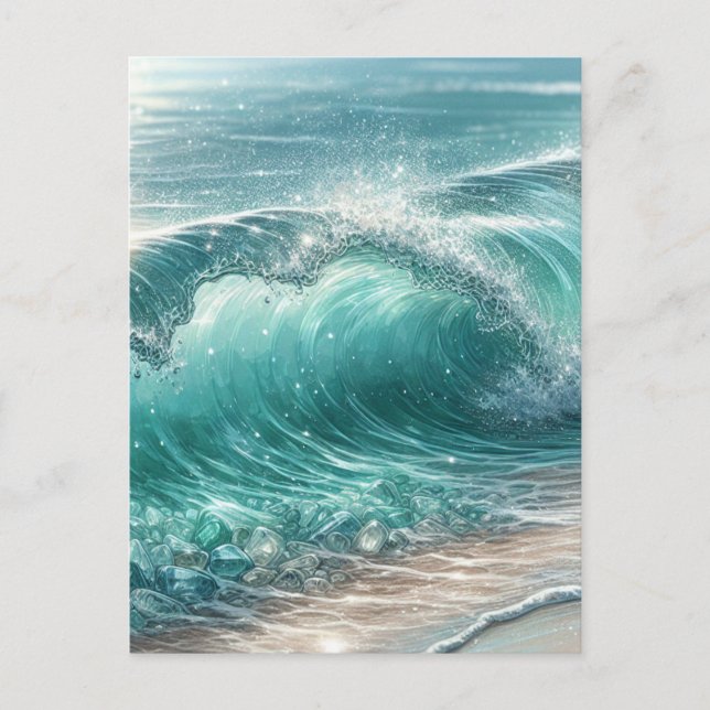Pretty Blue Wave with Sparkles Postcard (Front)