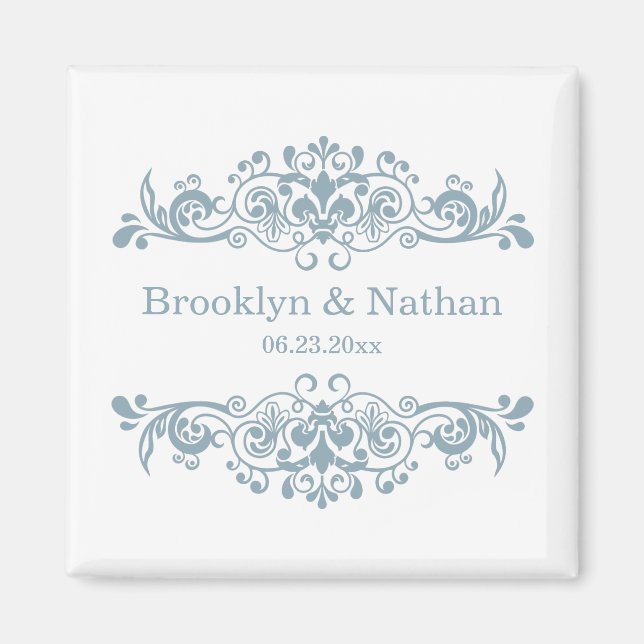 Pretty Blue Wedding Favour Magnet (Front)