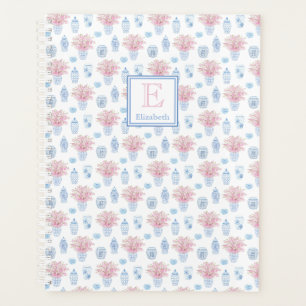 Pretty Blue White And Pink Ginger Jar Home School Planner