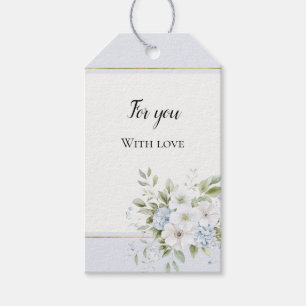 Pretty Blue White Floral Wedding Gift Tags