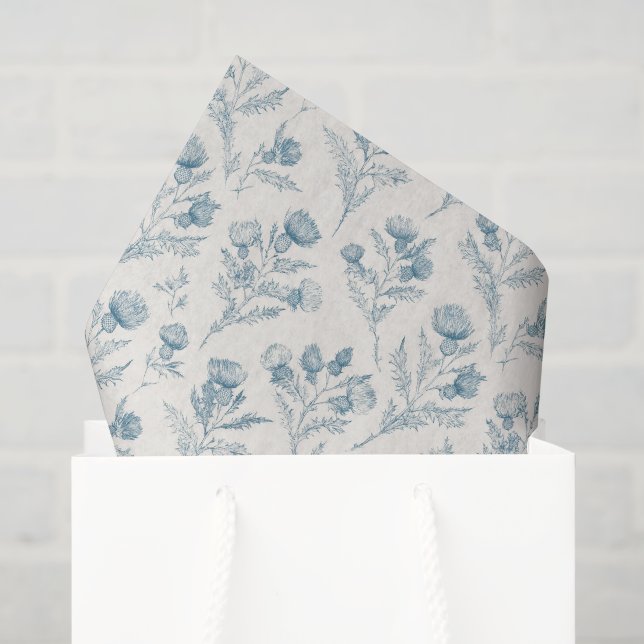 Pretty Blue White Floral Wedding Tissue Paper (Gift Bag)
