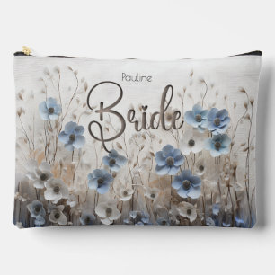 Pretty Blue/White Flower Garden Bride Accessory Pouch