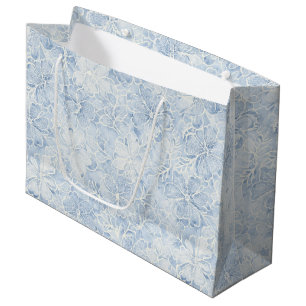 Pretty Blue White Flowers Bridal Shower Large Gift Bag
