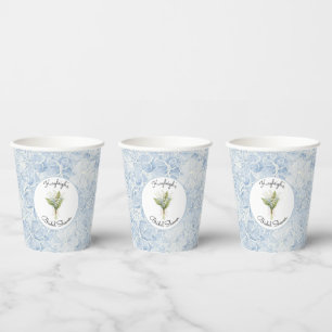 Pretty Blue White Flowers Bridal Shower Paper Cups