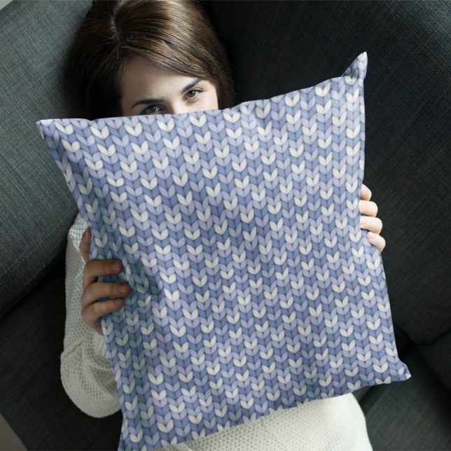 Pretty Blue White Knitting Design Cushion (Creator Uploaded)