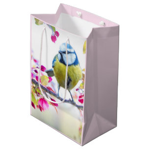 Pretty Blue & Yellow Bird on a Branch Photo Medium Gift Bag