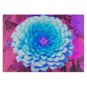 Pretty Blue Zinnia in the Purple Summer Garden Cutting Board