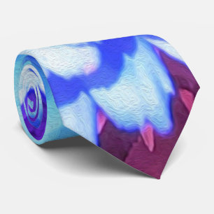 Pretty Blue Zinnia in the Purple Summer Garden Tie