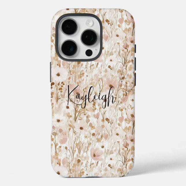 Pretty Blush Brown Floral Case-Mate iPhone Case (Back)