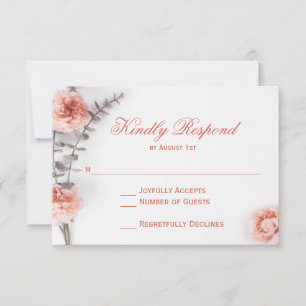 Pretty Blush Carnation Flowers Floral Wedding RSVP Card