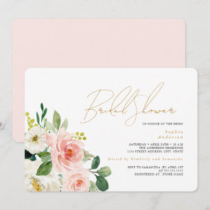 Pretty Blush Floral Bridal Shower Invitation
