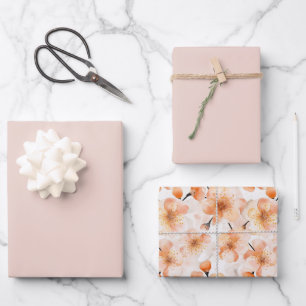 Pretty Blush Floral Bridal Shower Wrapping Paper Sheet