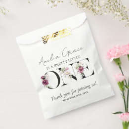 Pretty Blush Floral ONE Baby Girl's First Birthday Favour Bags