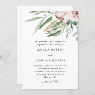 Pretty Blush Floral Wedding Invitation