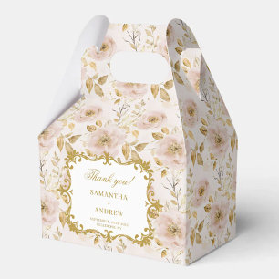 Pretty Blush Gold Wedding Favor Box with Elegant