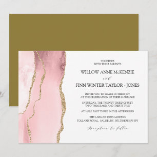 Pretty Blush Pink agate modern wedding Invitation