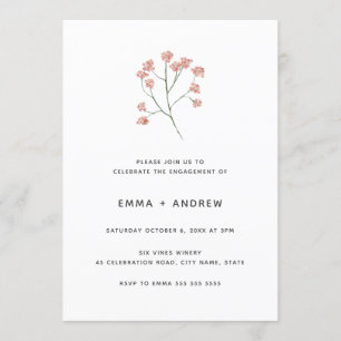 Pretty Blush Pink Cherry Blossom Engagement Invitation