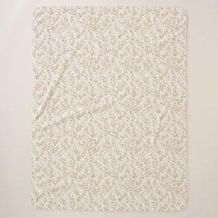 Pretty Blush Pink Cream Floral Sherpa Blanket