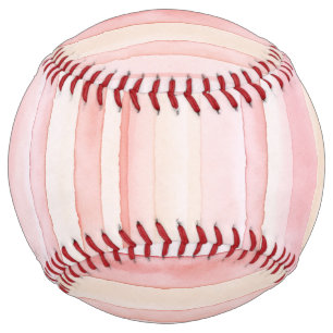 Pretty Blush Pink Cream Stripes Softball
