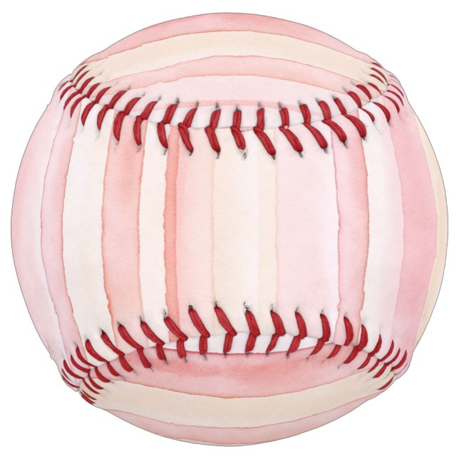Pretty Blush Pink Cream Stripes Softball (Front)