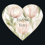 Pretty Blush Pink Cream Tulips Floral Thank You Heart Sticker<br><div class="desc">Pretty Blush Pink Cream Tulips Floral Romantic Thank you</div>