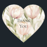 Pretty Blush Pink Cream Tulips Floral Thank You Heart Sticker<br><div class="desc">Pretty Blush Pink Cream Tulips Floral Romantic Thank you</div>