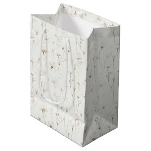 Pretty Blush Pink Feminine Floral Bridal Shower Medium Gift Bag