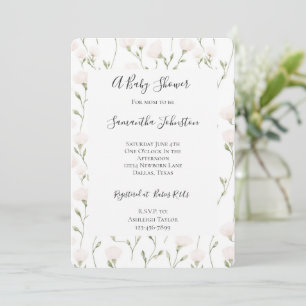 Pretty Blush Pink Floral Baby Shower Invitation