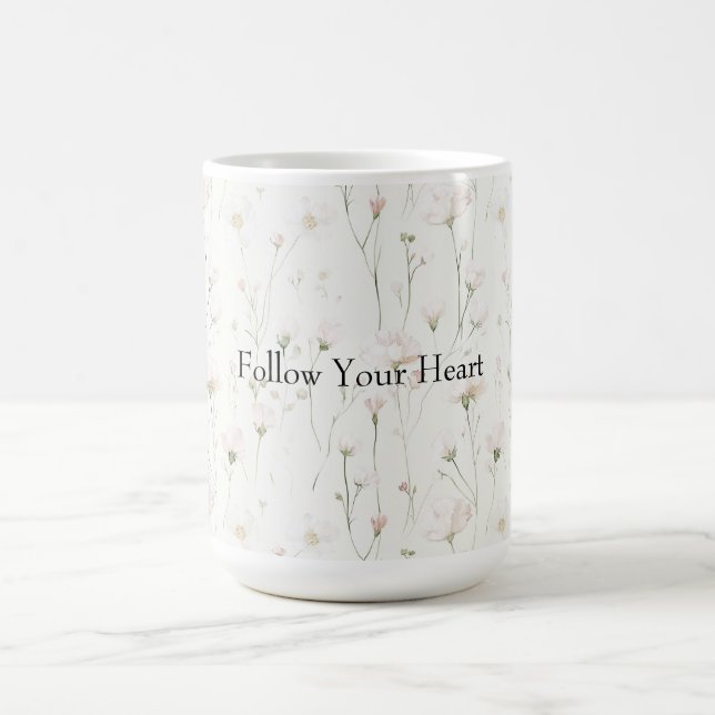 Pretty Blush Pink Floral Coffee Mug (Center)