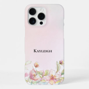 Pretty Blush Pink Floral iPhone 16 Pro Max Case