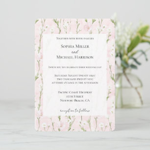 Pretty Blush Pink Floral Wedding Invitation