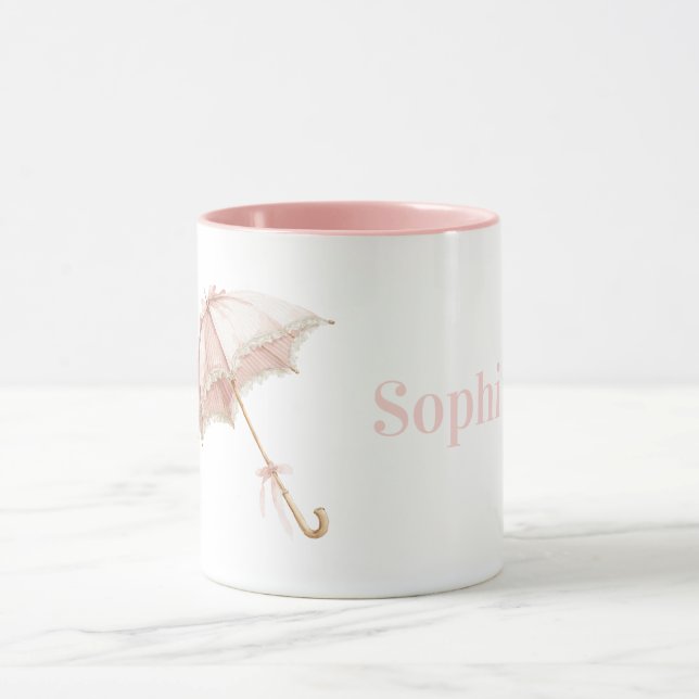 Pretty Blush Pink Frilly Girly Umbrella Mug (Center)