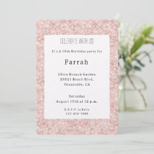 Pretty Blush Pink Glitter Birthday Invitation