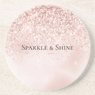 Pretty Blush Pink Glitter Watercolor Coaster