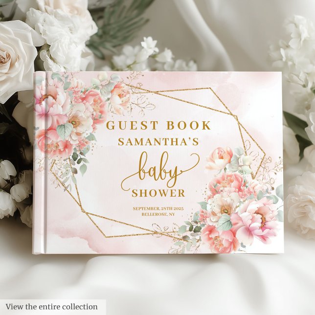 Pretty blush pink gold baby shower guest book (Pretty blush pink gold baby shower guest book)