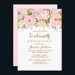 Pretty Blush Pink Gold Floral 16th Birthday Invitation<br><div class="desc">More pretty floral 16th Birthday Invitations in the Little Bayleigh store! We have used artwork from: www.createthecut.com</div>