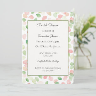 Pretty Blush Pink Mint Flower Petals Bridal Shower Invitation