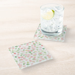 Pretty Blush Pink Mint Flower Petals   Glass Coaster