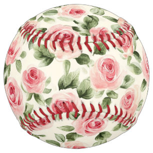 Pretty Blush Pink Roses Floral Softball