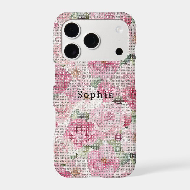 Pretty Blush & Pink Roses Floral Sparkle (Back)