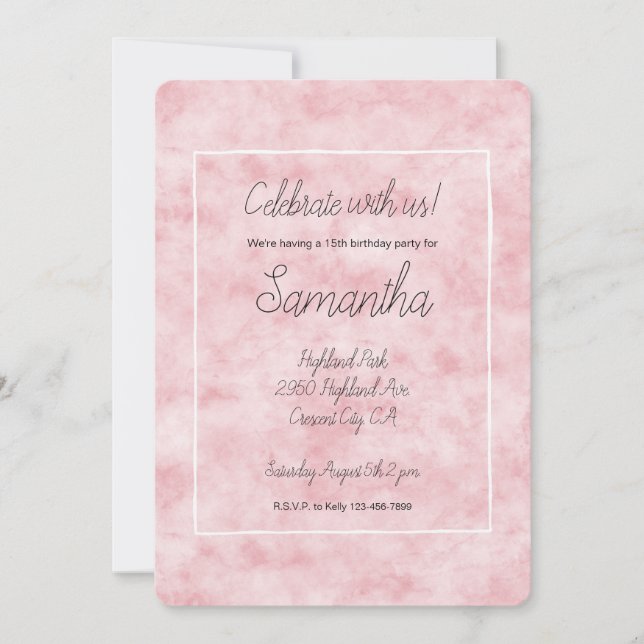 Pretty Blush Pink Watercolor Invitation (Front)