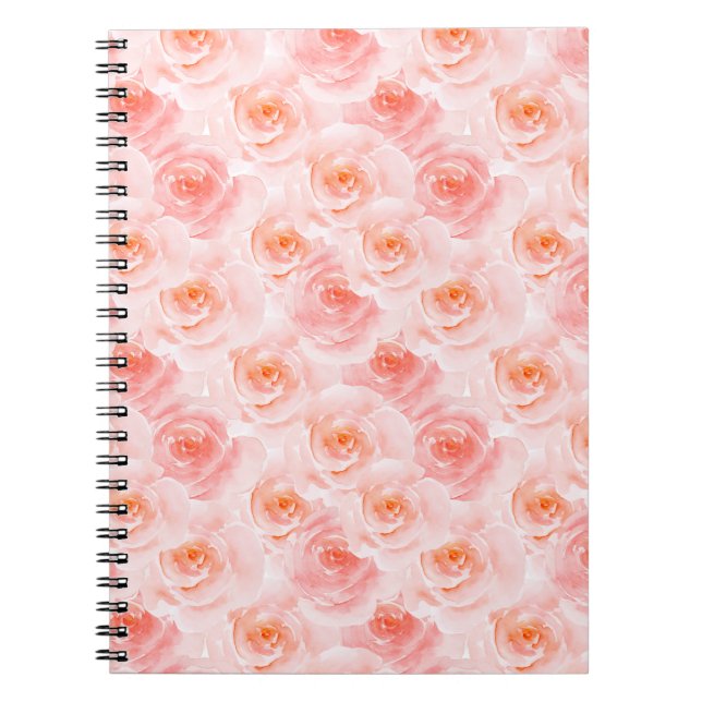Pretty Blush Pink Watercolor Roses Notebook (Front)